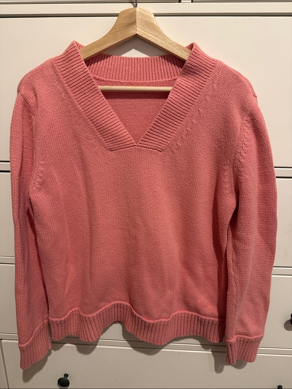 Women’s V-Neck Cotton Wool Blend Peach Sweater